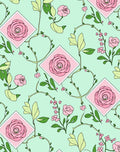 Pink Rose Vine Pattern Rug
