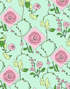 Pink Rose Vine Pattern Rug