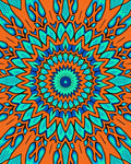 Vibrant Orange Teal Mandala Design Rug