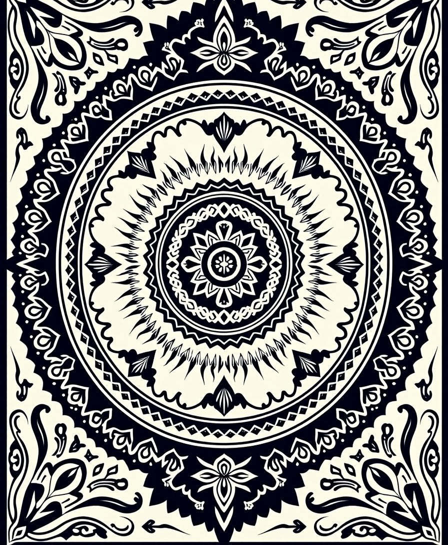 Intricate Circular Floral Mandala Pattern Rug