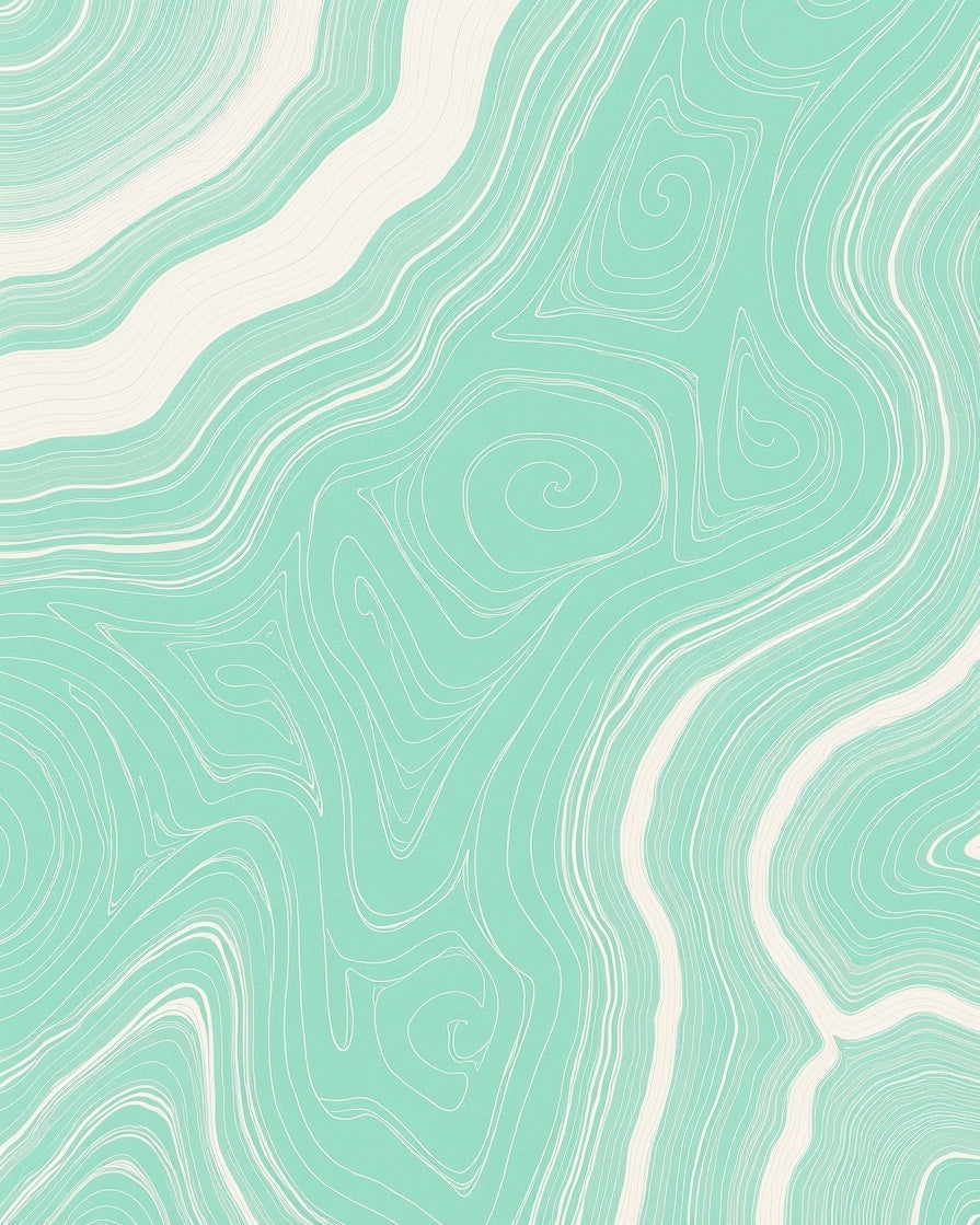 Mint And Cream Swirling Lines Rug
