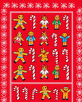 Festive Gingerbread Man Candy Cane Row Rug