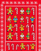 Festive Gingerbread Man Candy Cane Row Rug