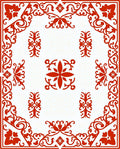 Ornate Red Scrollwork Floral Pattern Rug
