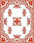 Ornate Red Scrollwork Floral Pattern Rug