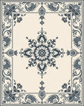 Dark Floral Patterned Elegant Rug