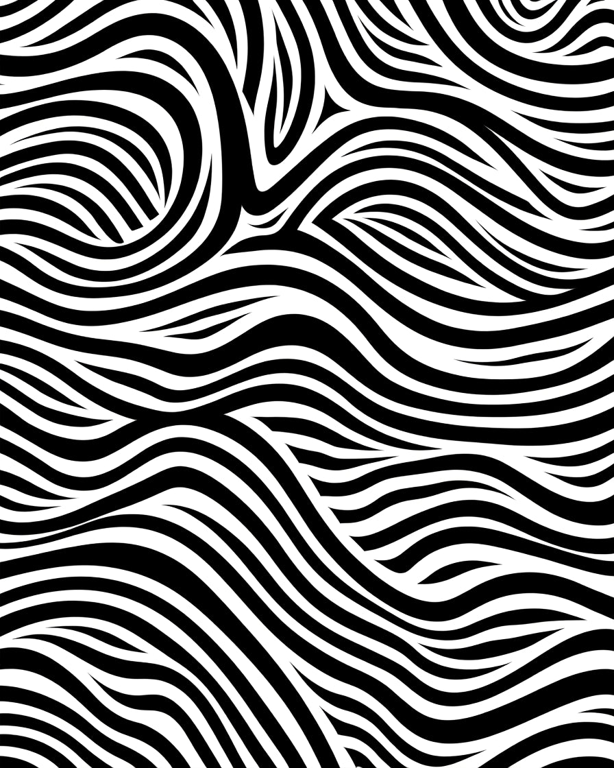 Black White Abstract Wavy Lines Rug