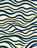 Navy Blue Wavy Lines Pattern Rug