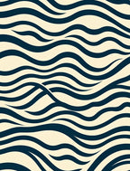 Navy Blue Wavy Lines Pattern Rug