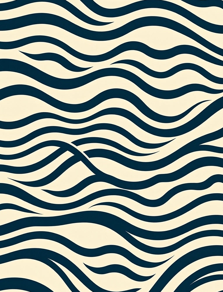 Navy Blue Wavy Lines Pattern Rug