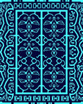 Intricate Cyan Geometric Tribal Design Rug