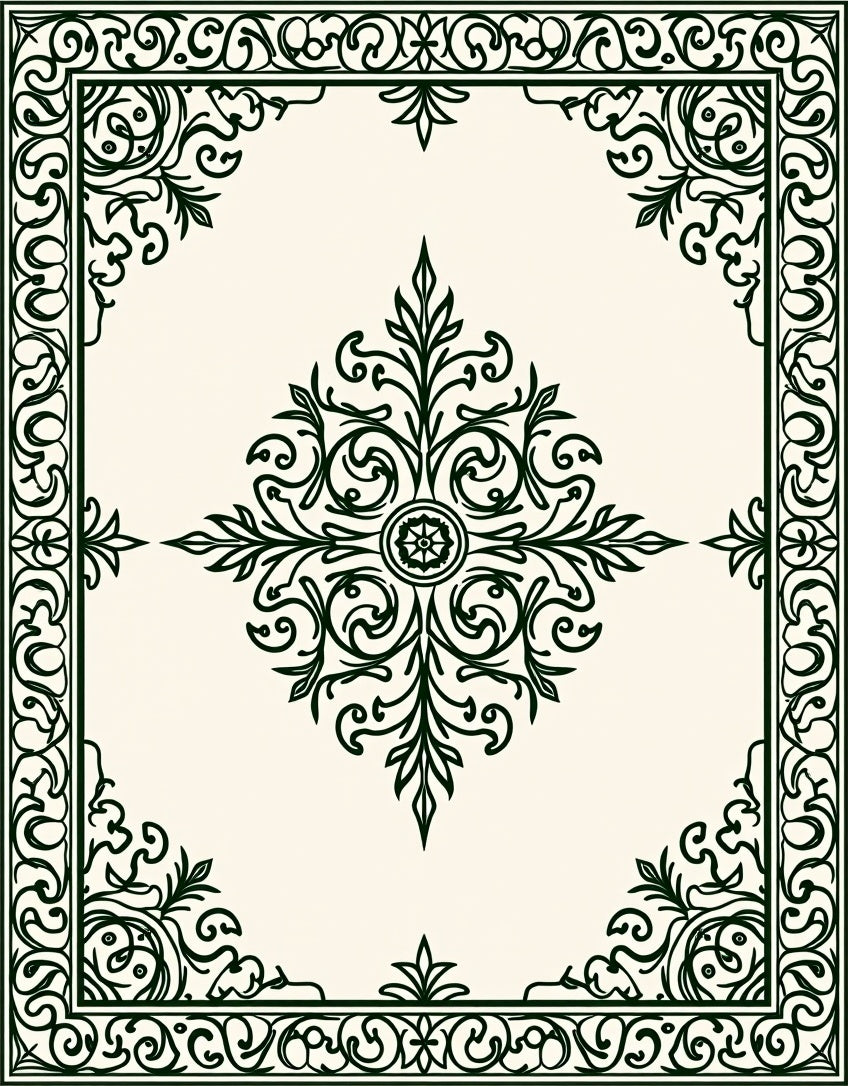 Intricate Floral Scrollwork Design Rug