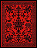 Bold Red Black Floral Pattern Rug