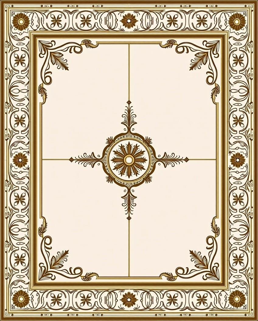 Classic Floral Scroll Frame Rug