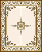 Classic Floral Scroll Frame Rug