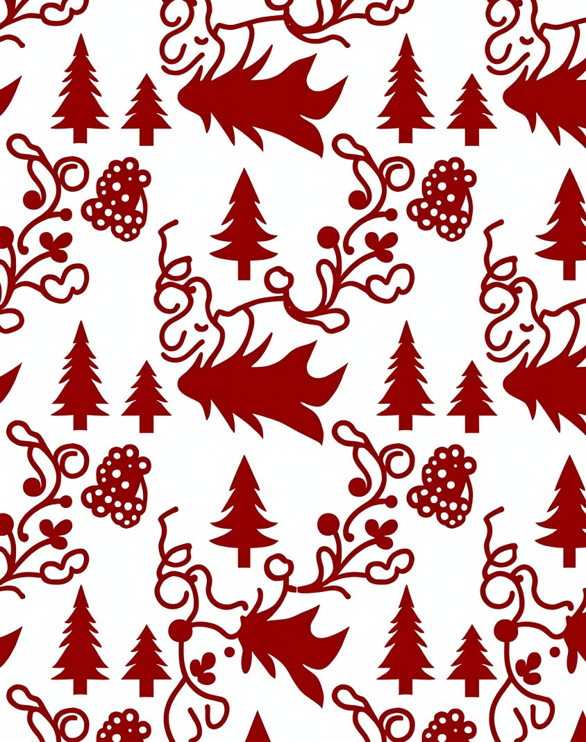 Charming Red Christmas Tree Garland Rug