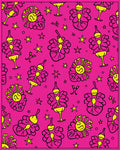 Whimsical Pink Yellow Floral Star Design Rug