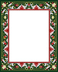 Intricate Green Red Floral Border Rug