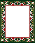 Intricate Green Red Floral Border Rug