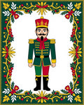 Festive Green Red Nutcracker Garland Rug
