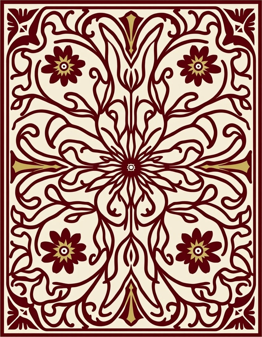 Ornate Floral Mandala Pattern Rug