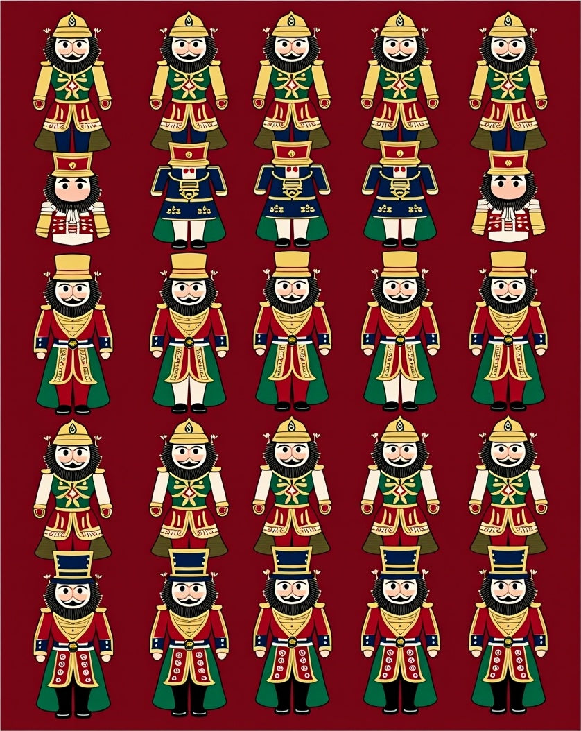 Festive Nutcracker Soldier Red Green Gold Rug
