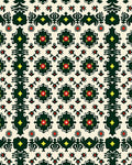 Intricate Black Green Floral Pattern Rug