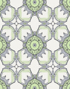 Artistic Light Green Gray Mandala Pattern Rug