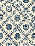 Classic Navy Floral Damask Rug