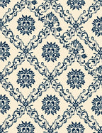 Classic Navy Floral Damask Rug