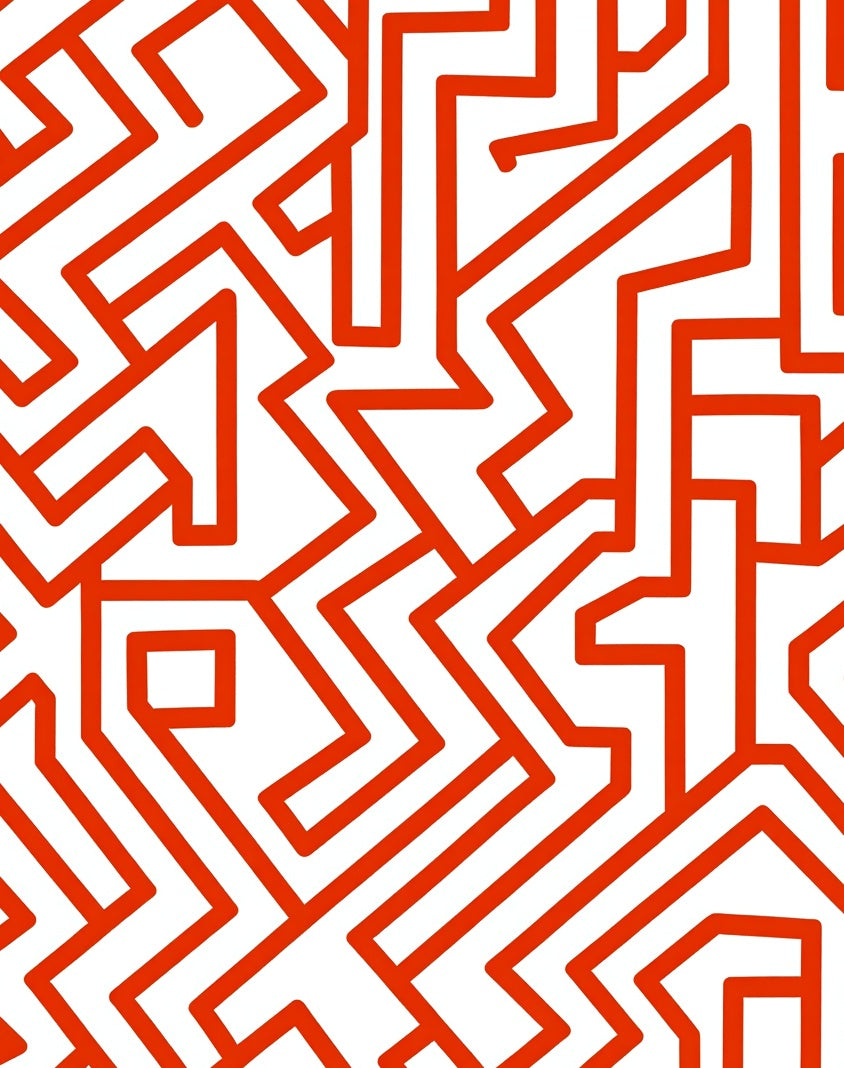Bold Abstract Geometric Maze Pattern Rug