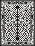 Intricate Black and White Geometric Maze Rug