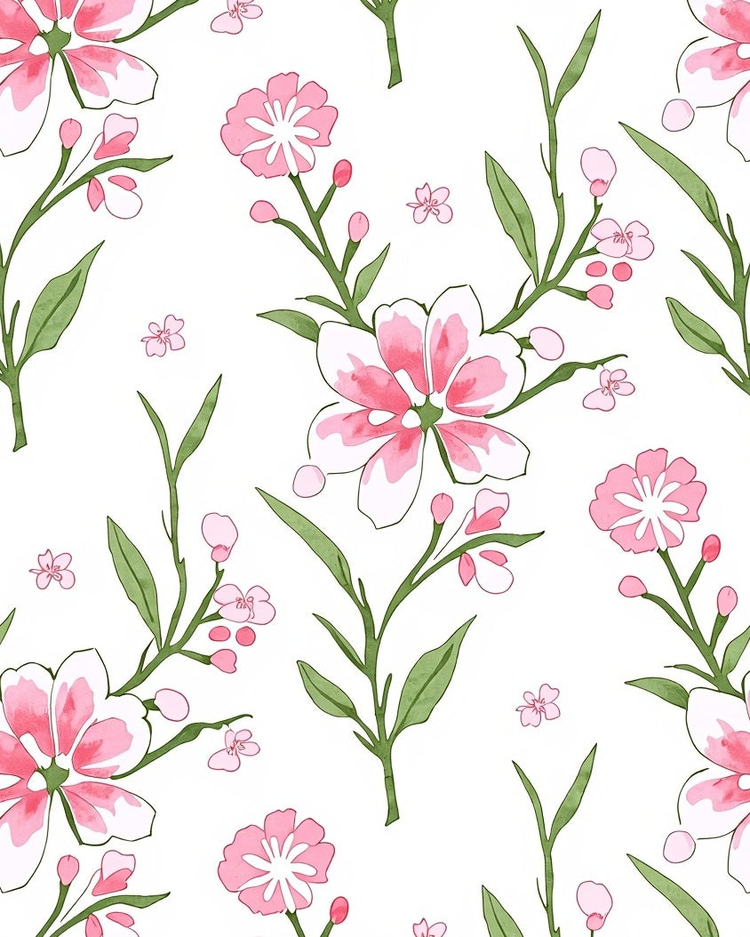 Pink Blooming Branch Watercolor Rug