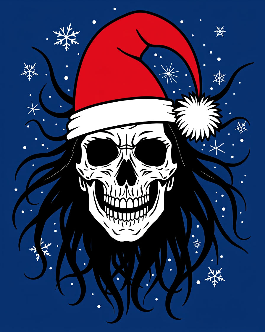 Spooky Christmas Skull Snowflakes Rug