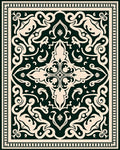 Dark Green Floral Scrollwork Traditional Rug
