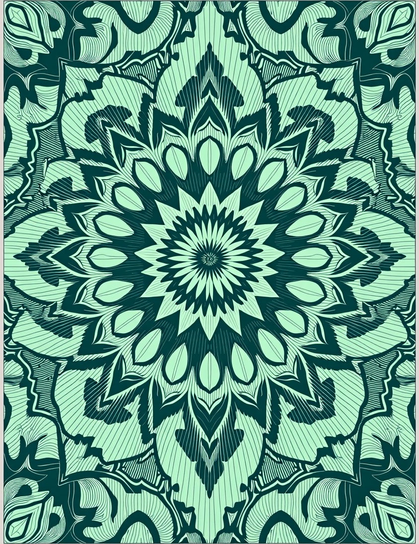 Intricate Teal Floral Mandala Design Rug