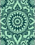 Intricate Teal Floral Mandala Design Rug