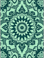 Intricate Teal Floral Mandala Design Rug