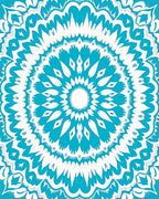Turquoise Intricate Sunburst Mandala Design Rug