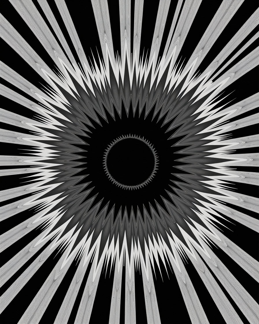 Monochromatic Dynamic Sunburst Radiating Lines Rug