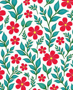 Red Floral Vine Wallpaper Pattern Rug