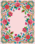 Vibrant Floral Border Decorative Rug