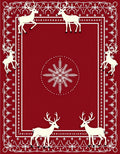 Crimson Reindeer Snowflake Frame Rug
