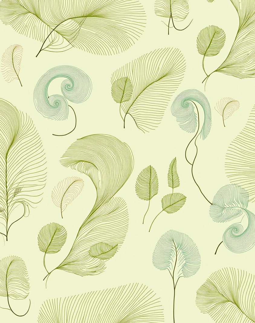 Abstract Feather and Leaf Pattern Rug