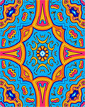 Vibrant Orange Pink Kaleidoscope Design Rug