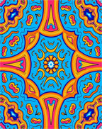 Vibrant Orange Pink Kaleidoscope Design Rug