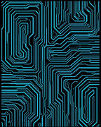 Futuristic Circuit Board Abstract Pattern Rug