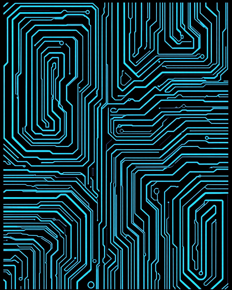 Futuristic Circuit Board Abstract Pattern Rug