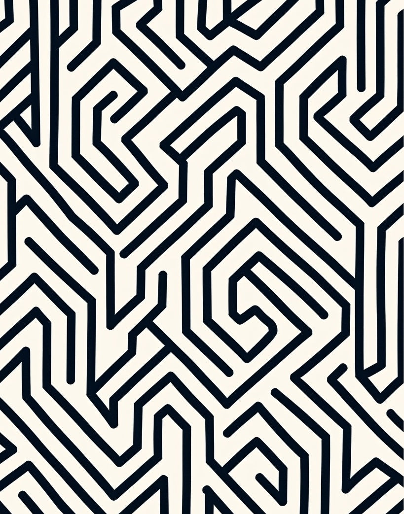Abstract Maze Pattern Rug