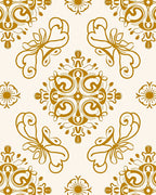 Gold Vintage Floral Medallion Pattern Rug